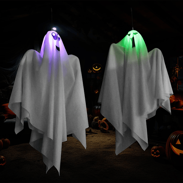 Paquete de 4 decoraciones de Halloween para colgar fantasmas