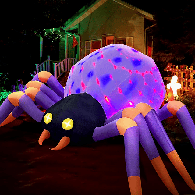 Araña inflable de Halloween de 8 pies, luces LED mágicas inc