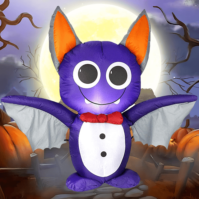 Dearsun Murciélago morado inflable de Halloween de 4 pies, d