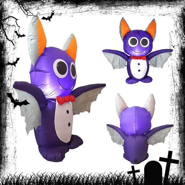 Dearsun Murciélago morado inflable de Halloween de 4 pies, d