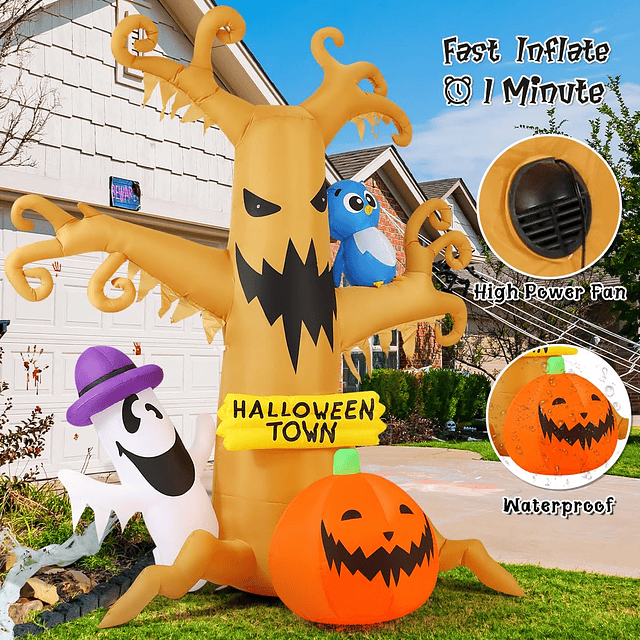 Inflable de Halloween de 8 pies Árbol muerto Decoraciones al