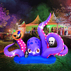 Pulpo gigante inflable de Halloween con calabaza y calavera,