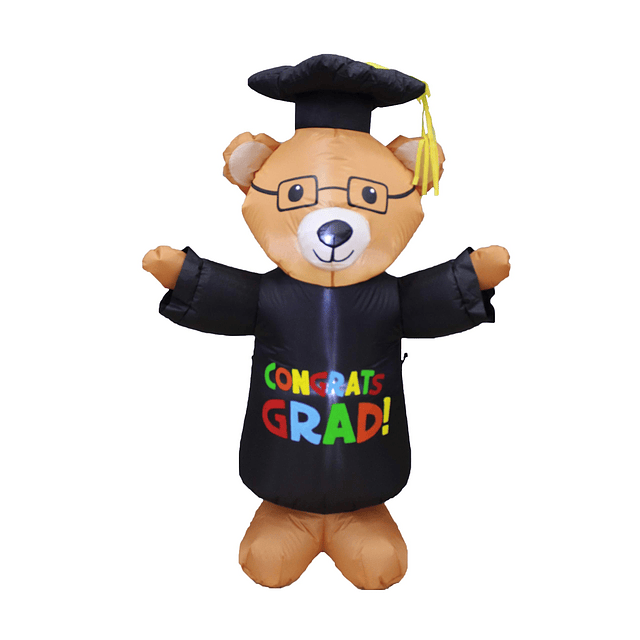 Oso de peluche marrón inflable de graduación de 4 pies de al