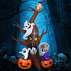 Árbol muerto inflable de Halloween de 9 pies con fantasmas,