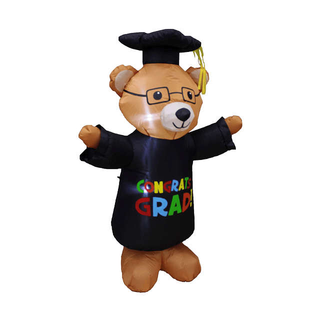 Oso de peluche marrón inflable de graduación de 4 pies de al