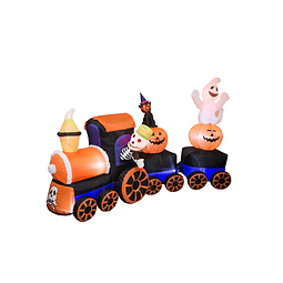 Tren inflable de Halloween de 9 pies con gatitos Fantasmas b