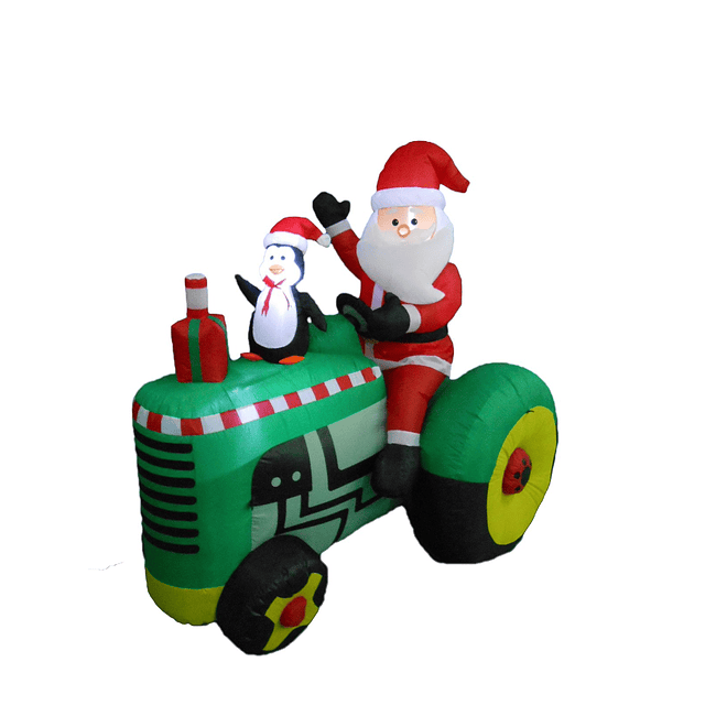 Tractor inflable de Papá Noel de 5,3 pies de altura con luce