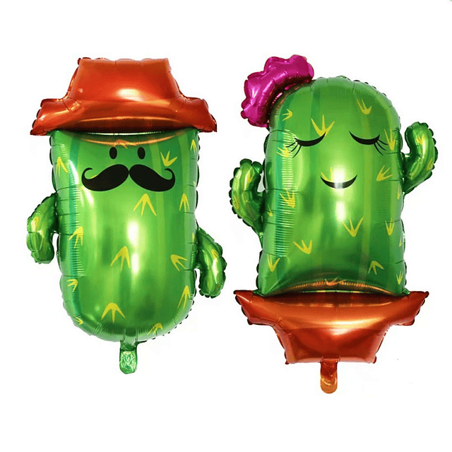 2 globos de papel de aluminio Mr and Ms Cactus para fiesta m