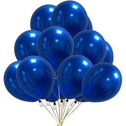 50 globos cromados de color azul real, globos de látex metál