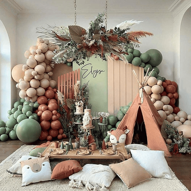 Kit de arco de globos verde salvia y marrón para decoración