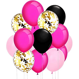 60 globos de 12.0 in, color negro, dorado y rosa, globos de