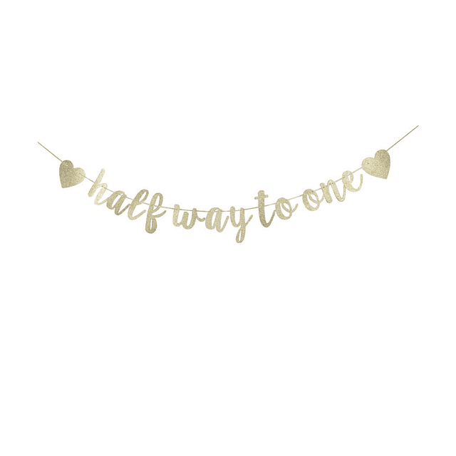 Half Way To One BannerGold Glitter 1/2 signo de fiesta de cu