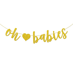 Oh Babies Banner dorado con purpurina preencordado para geme