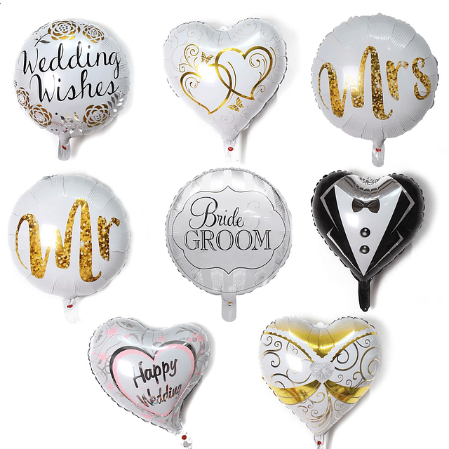 32 Piezas Globos de Papel de Boda Mr&Mrs Love Globos de Myla