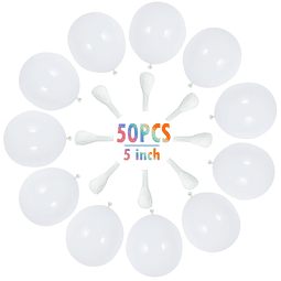 50 globos de fiesta blancos de 5 pulgadas, globo blanco de l