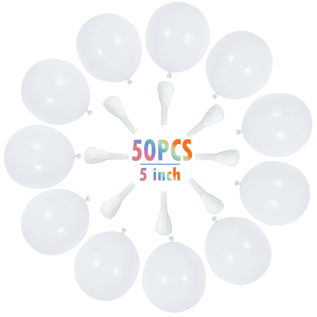 50 globos de fiesta blancos de 5 pulgadas, globo blanco de l