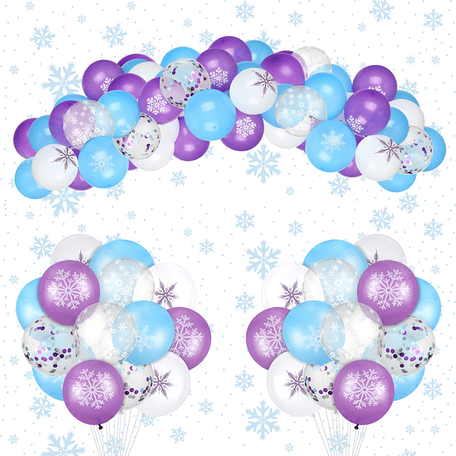 100 Piezas Globos de Copo de Nieve Congelados Globos Azules