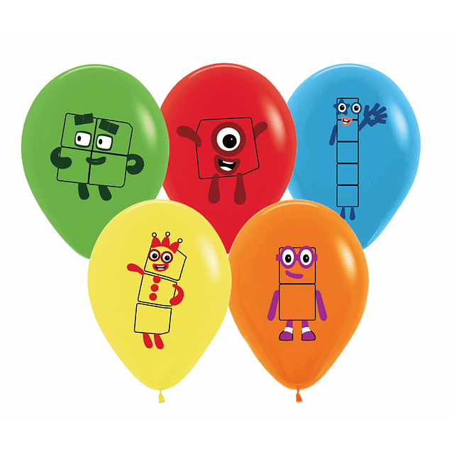 Globos Numberblocks, pieza de 20 globos de látex de 12 ", bl