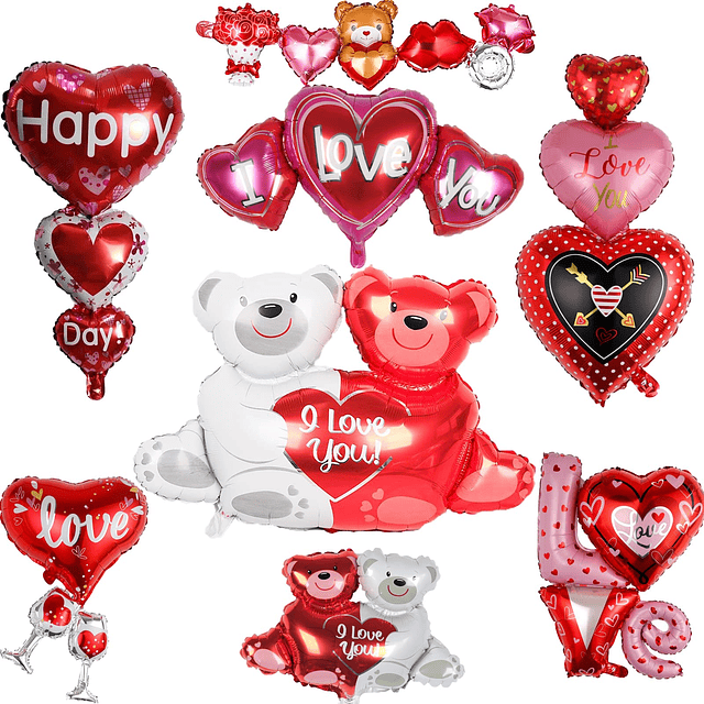 Globos de papel de aluminio con forma de corazón para el día