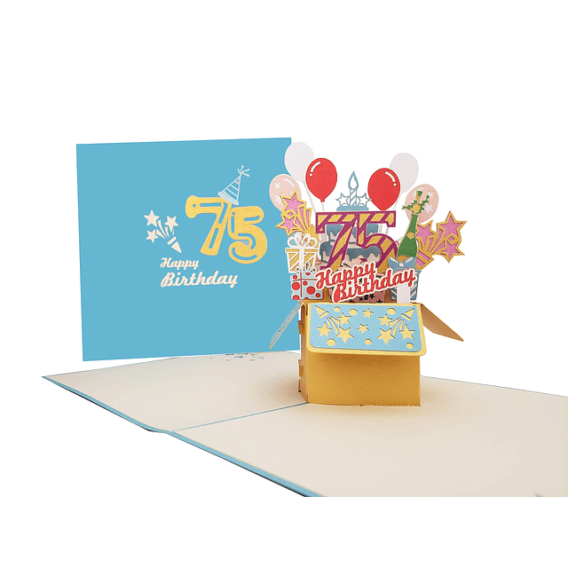 Tarjeta de felicitación emergente 3D con caja de fiesta de c