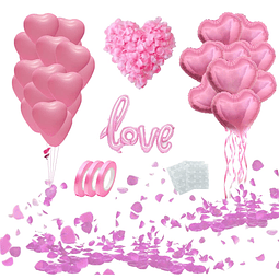 50 globos de látex de corazón rosa de 6 pulgadas, 18 pulgada