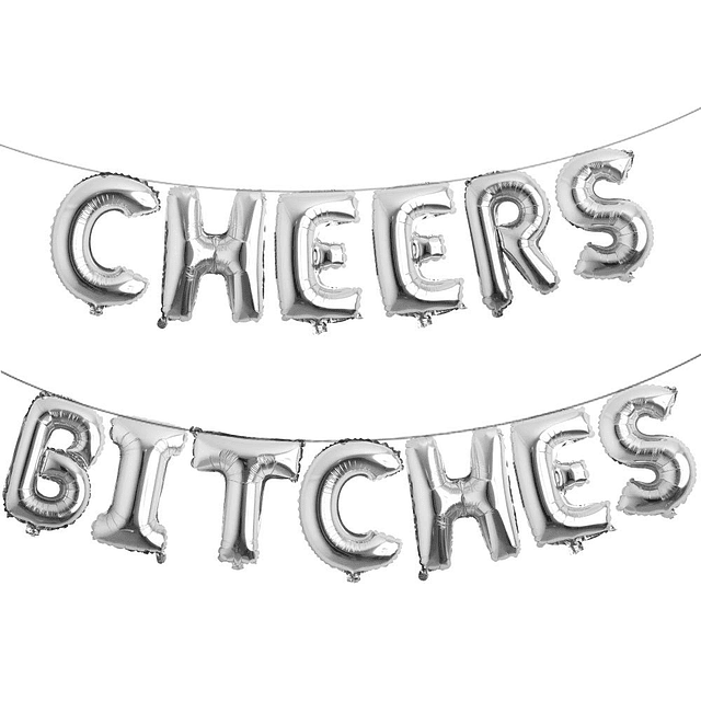 Globos multicolores CHEERS BITCHES de 16.0 in con letras de