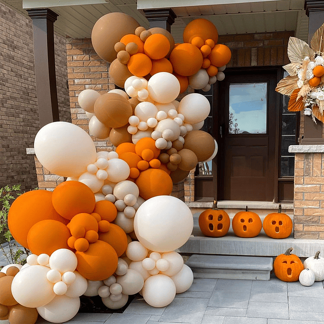 146 globos de color naranja quemado, kit de arco de globos d