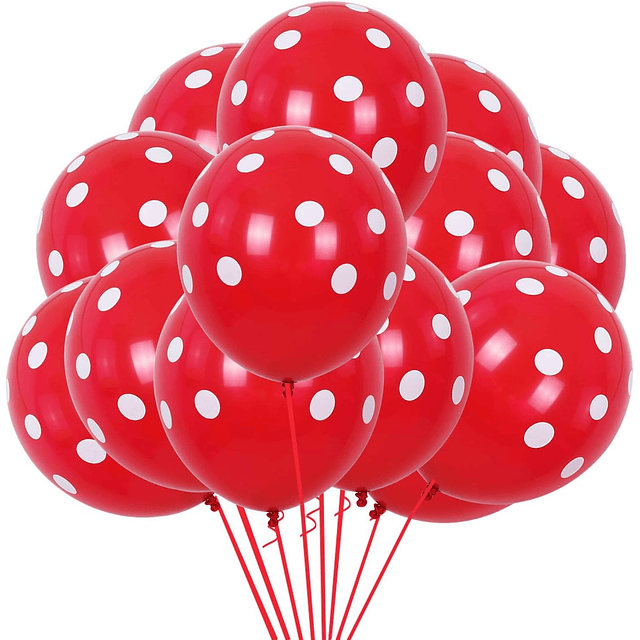 100 globos de lunares rojos y blancos de 12.0 in, globos gra