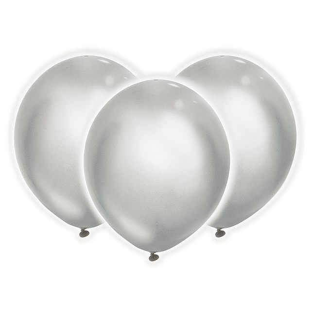 Globos de látex iluminados para fiestas - 9" plateados 12 pi