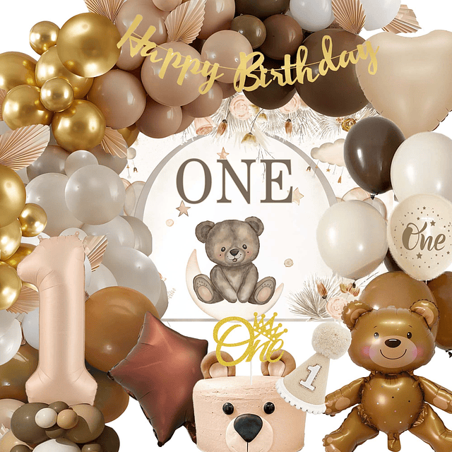 Decoraciones de primer cumpleaños de osito de peluche para n