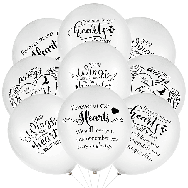 60 globos conmemorativos, globos funerarios blancos, globos