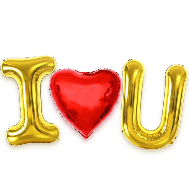 Globos dorados grandes con texto en inglés "I Love You", glo