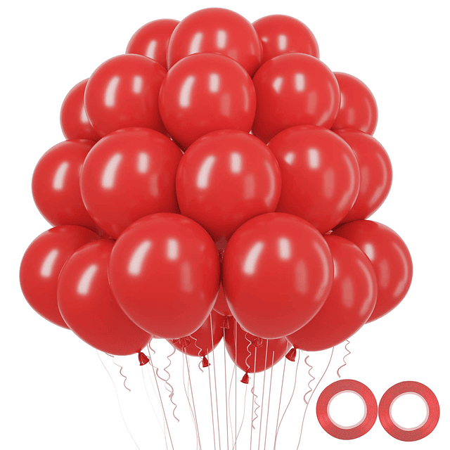 RUBFAC Globos rojos de látex para fiestas, 100 unidades de g