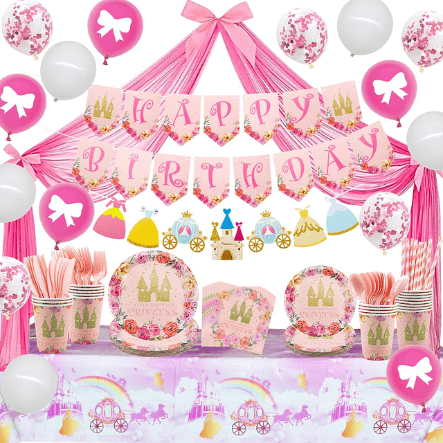 Decoraciones para fiesta de cumpleaños con temática de princ