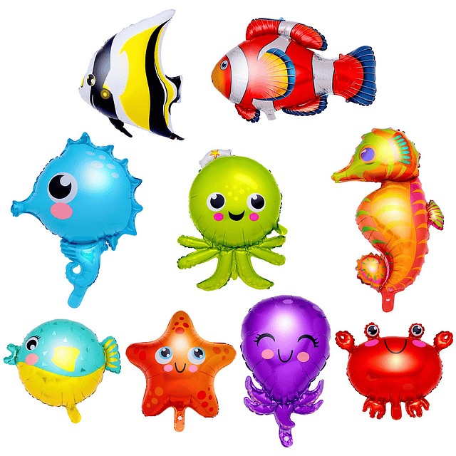 10 Piezas Globos de Animales Marinos Globos de Aluminio Glob