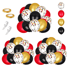 Kit de globos rojos y negros, 70 globos de látex de 12 pulga