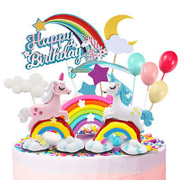 Decoración para tarta de unicornio, 2 esculturas de unicorni