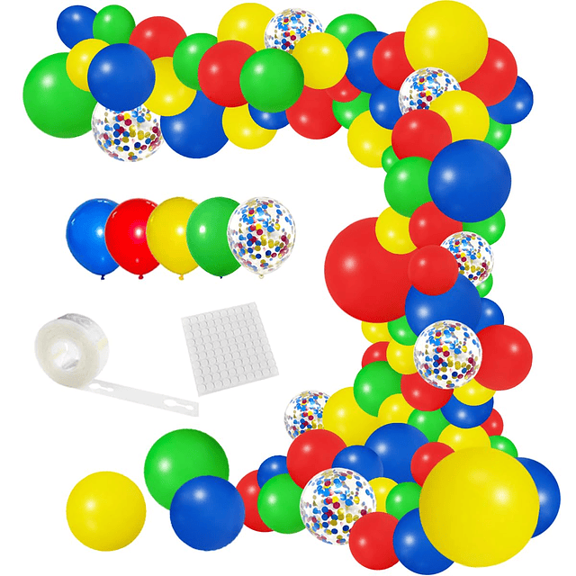 Kit de arco de guirnalda de globos rojo, verde, azul y amari