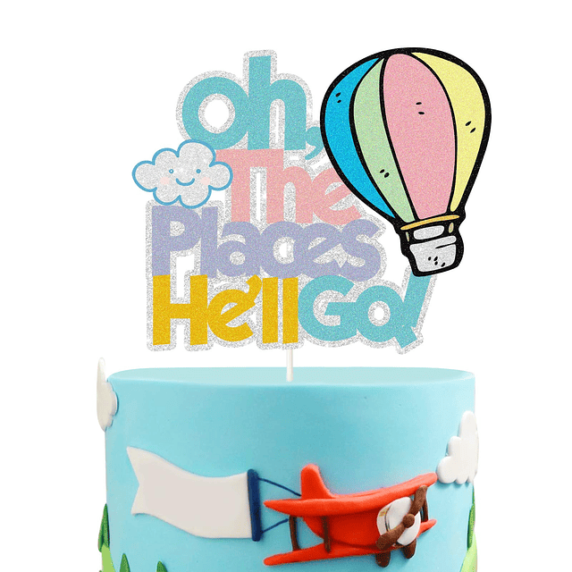 Oh The Places He'll Go Cake Topper//Travel Cloud Cake Topper