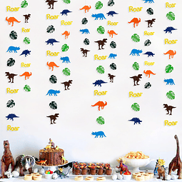 Decoraciones de fiesta de dinosaurios de 35 pies, colorido r