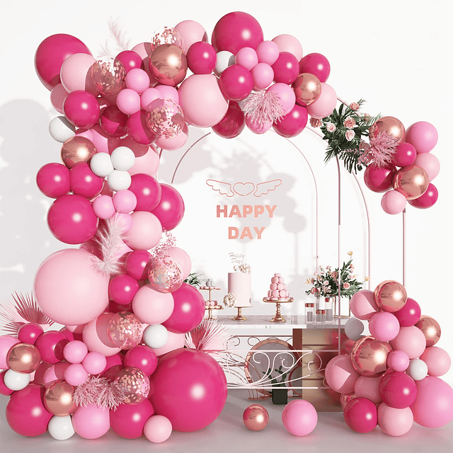 Kit de arco de guirnalda de globos rosa de 152 piezas, globo