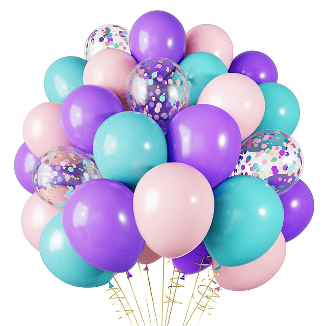 RUBFAC 60 globos de sirena con globos de confeti de látex, g