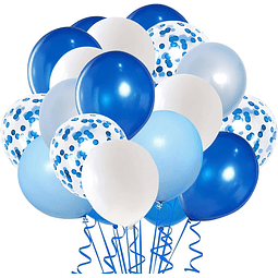 Globos de látex de confeti azul real, 50 unidades, 12 pulgad