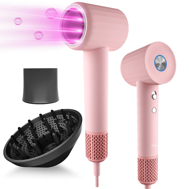 Secador de pelo, 1500 W, compacto, rosa, tecnología única de