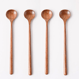 Cuchara de sopa de madera, 4 piezas Cucharas largas de mader