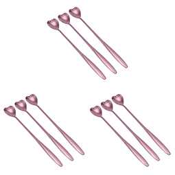 9 cucharas de acero inoxidable, cuchara de oro rosa, decorac