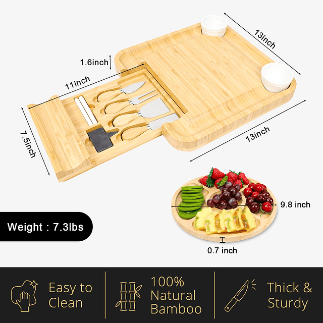 Juego de regalo de tablas de charcutería grandes, juego de t