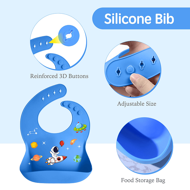 Juego de alimentación para bebés de silicona de 7 piezas, te