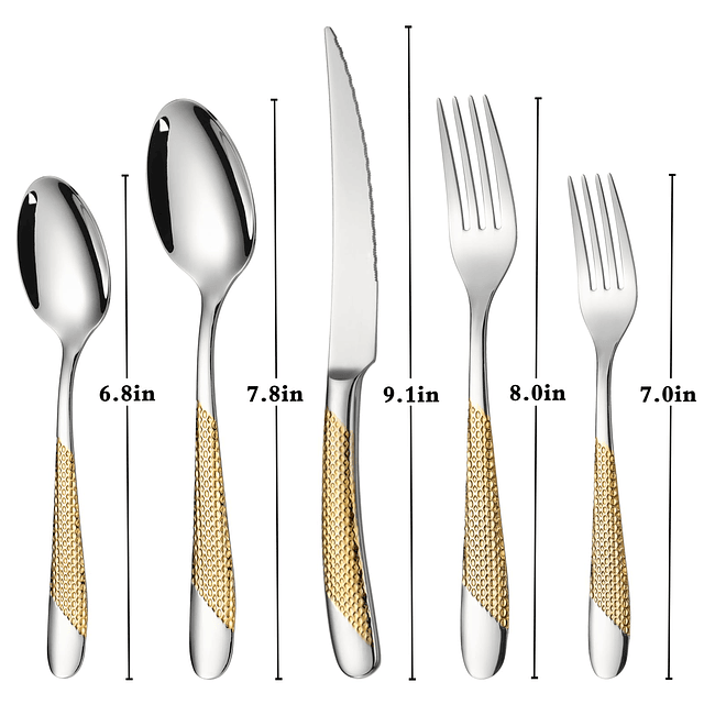 Juego de cubiertos de 30 cubiertos de acero inoxidable, serv