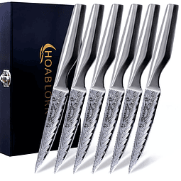 Steak Knives Juego de cuchillos para carne de Damasco de 6 j